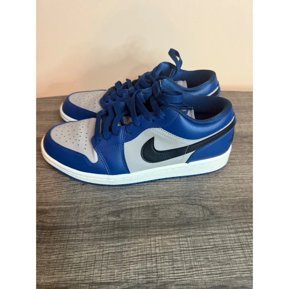 Nike Air Jordan 1 Low True Blue Cement Grey White 553558-412 Mens Sneakers